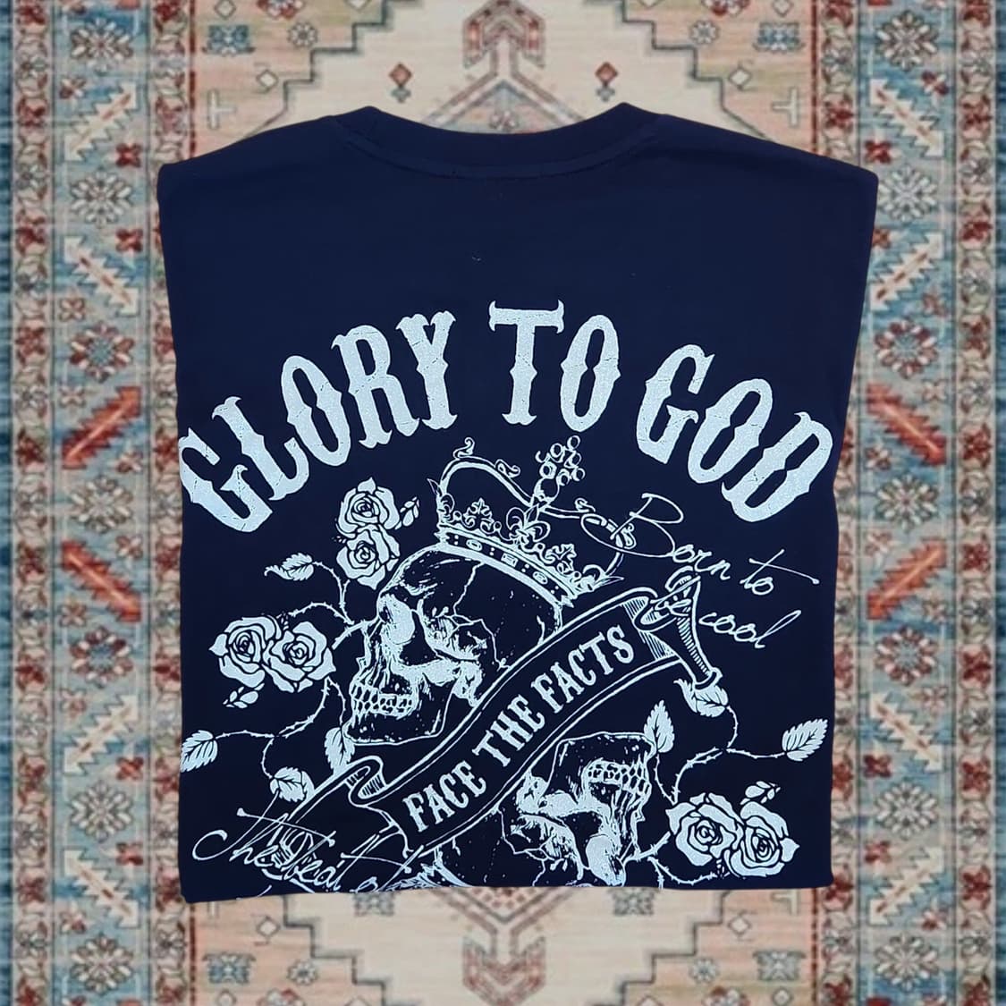 Time Step GLORY TO GOD 스컬 로즈 레터링 반팔 티셔츠  상품이미지3