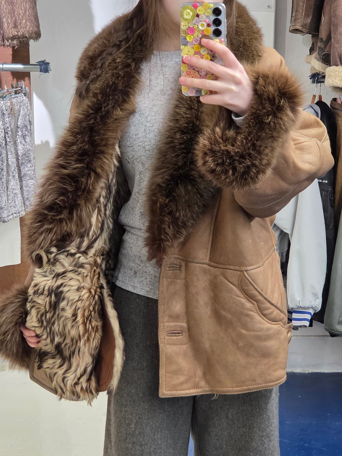 1990s Vintage 양가죽 무스탕 레더 자켓 상품이미지3