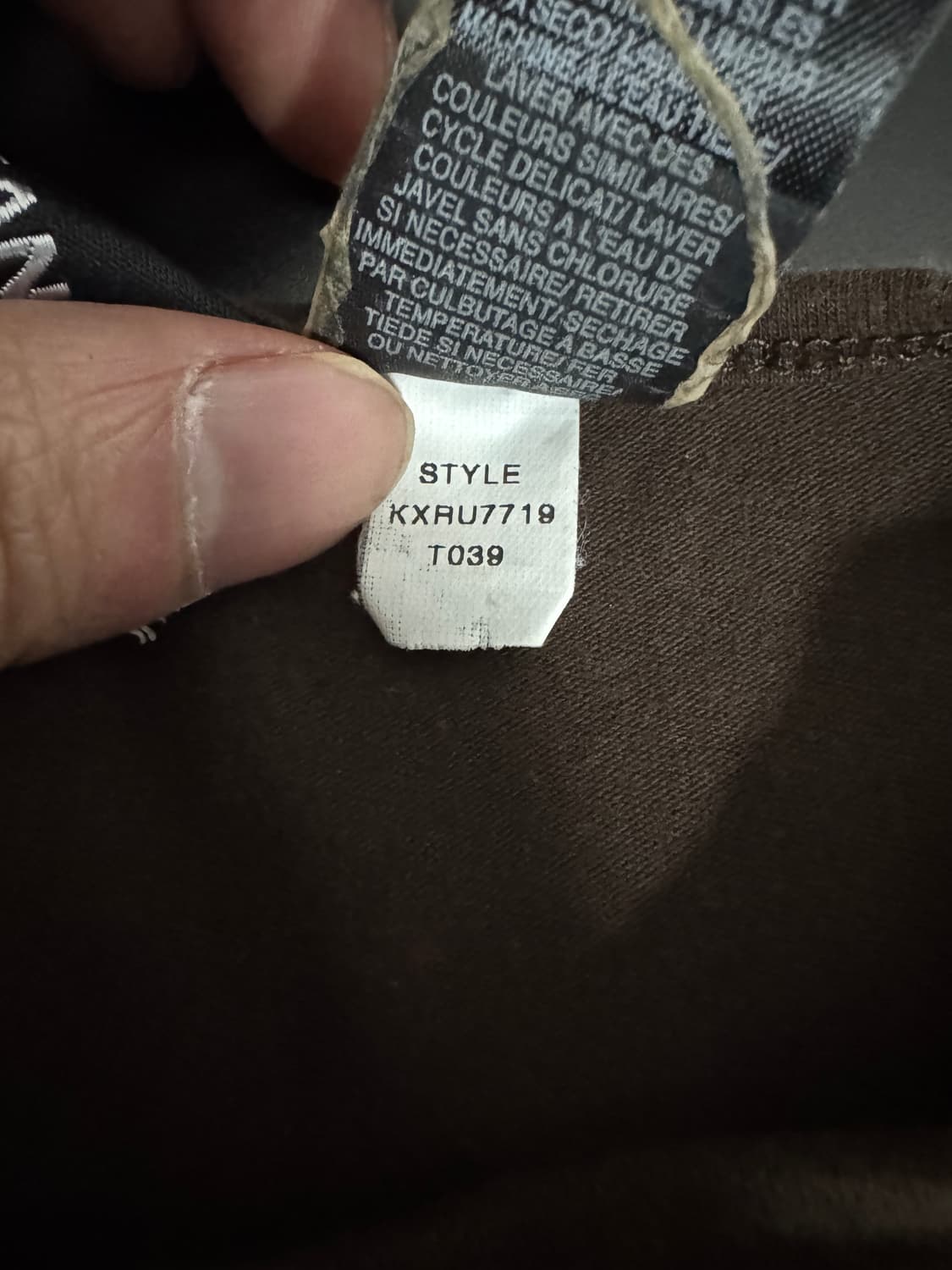 여성 DKNY 스펠아웃 스판 혼방 스팽글 티셔츠 코코아 xs 상품이미지5