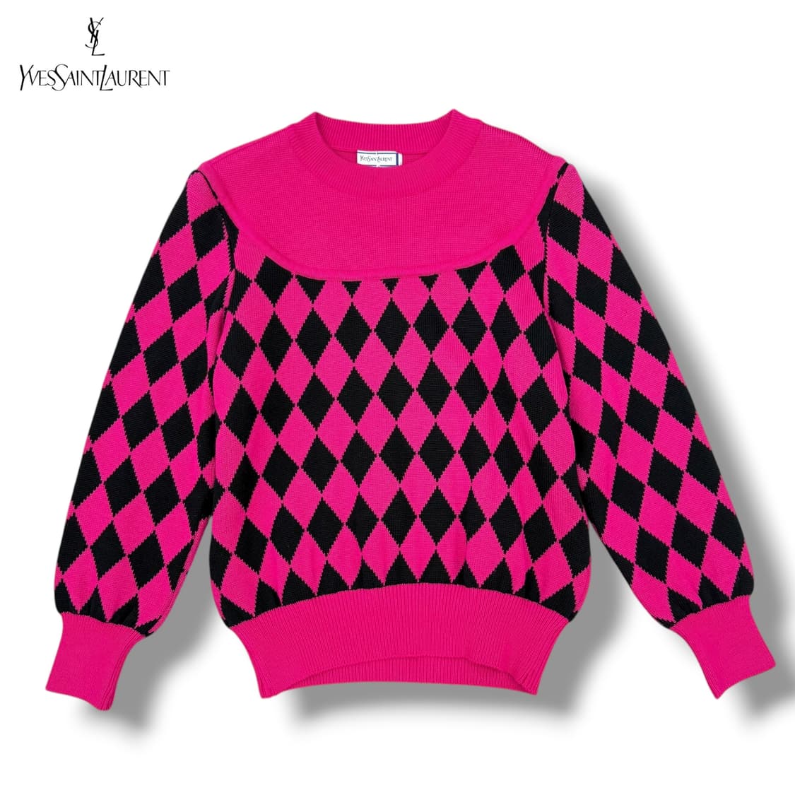 입생로랑 다이아몬드 체커보드 라운드 니트 상품이미지1