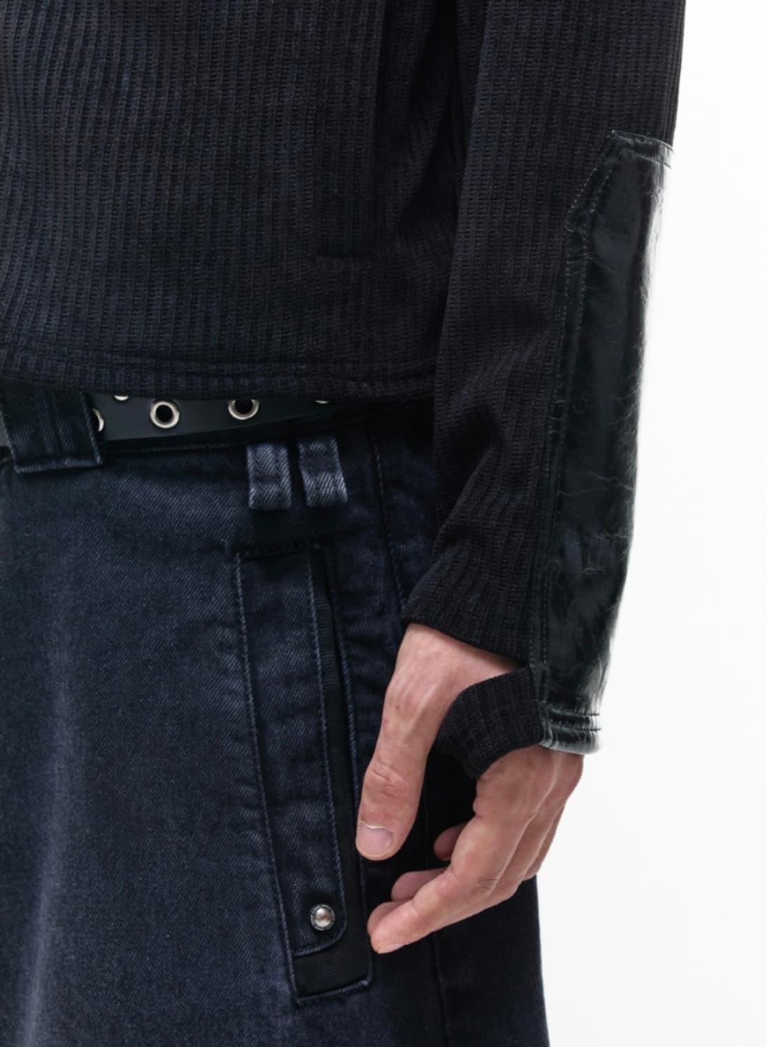 오퍼스 0012 COMBAT LEATHER PATCH KNIT-ZIP 상품이미지2