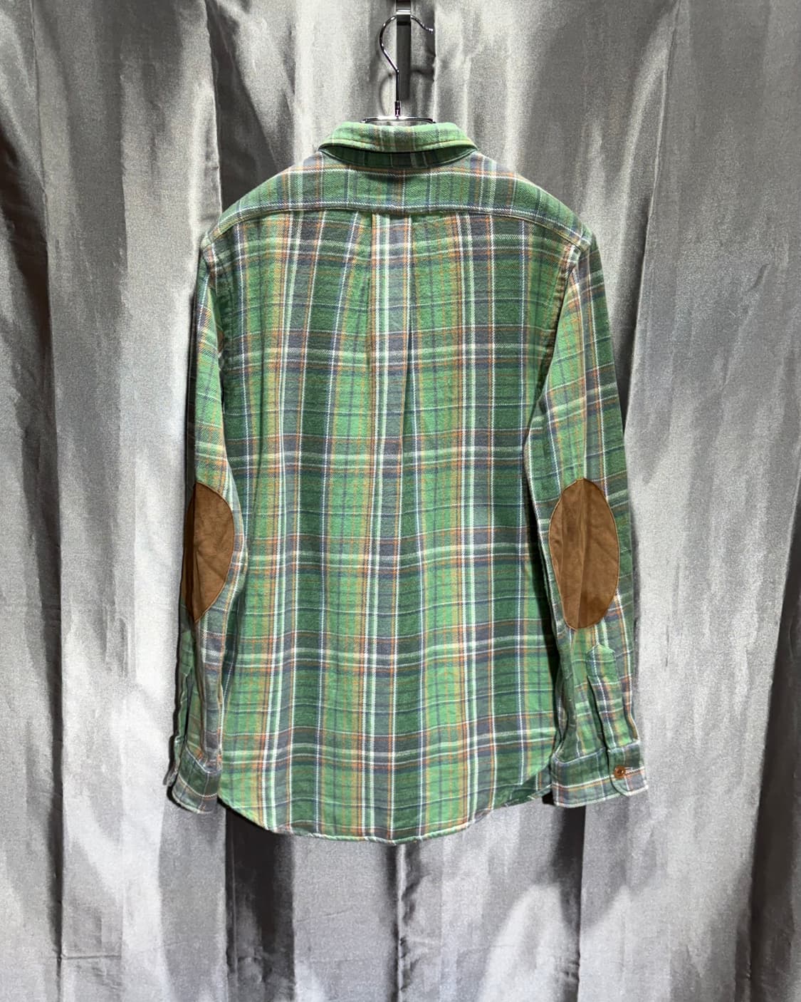 S 폴로랄프로렌 투포켓 레더패치 그린 체크셔츠 상품이미지3