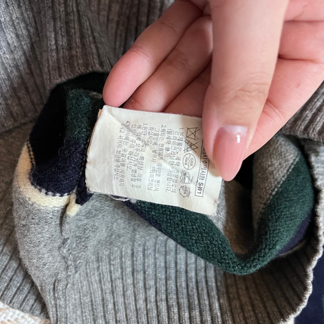 [정품] 빈폴 그레이 단가라 울 카라니트 [ 95 ] 상품이미지5