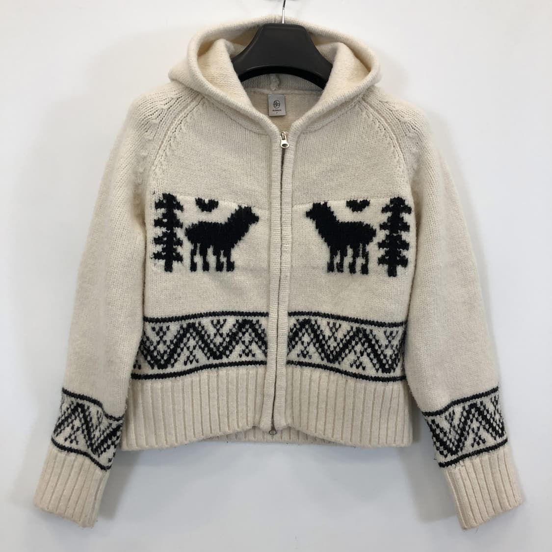 RONRON 론론 자카드 니트후드집업 FREE  상품이미지1