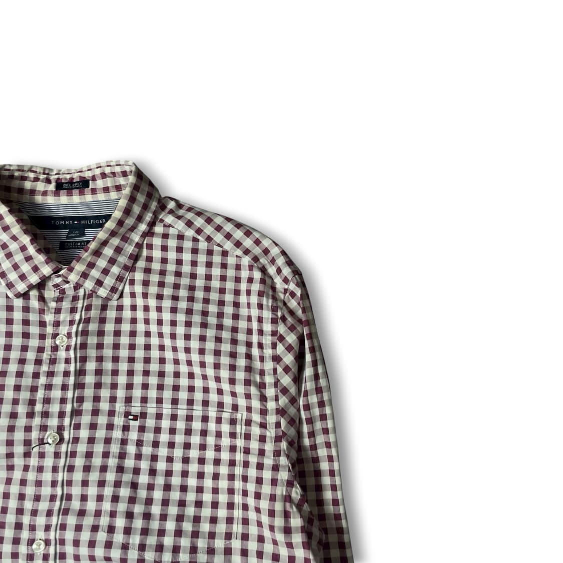 타미힐피거 퍼플핑크 체크 커스텀핏 긴팔 셔츠 L 상품이미지2