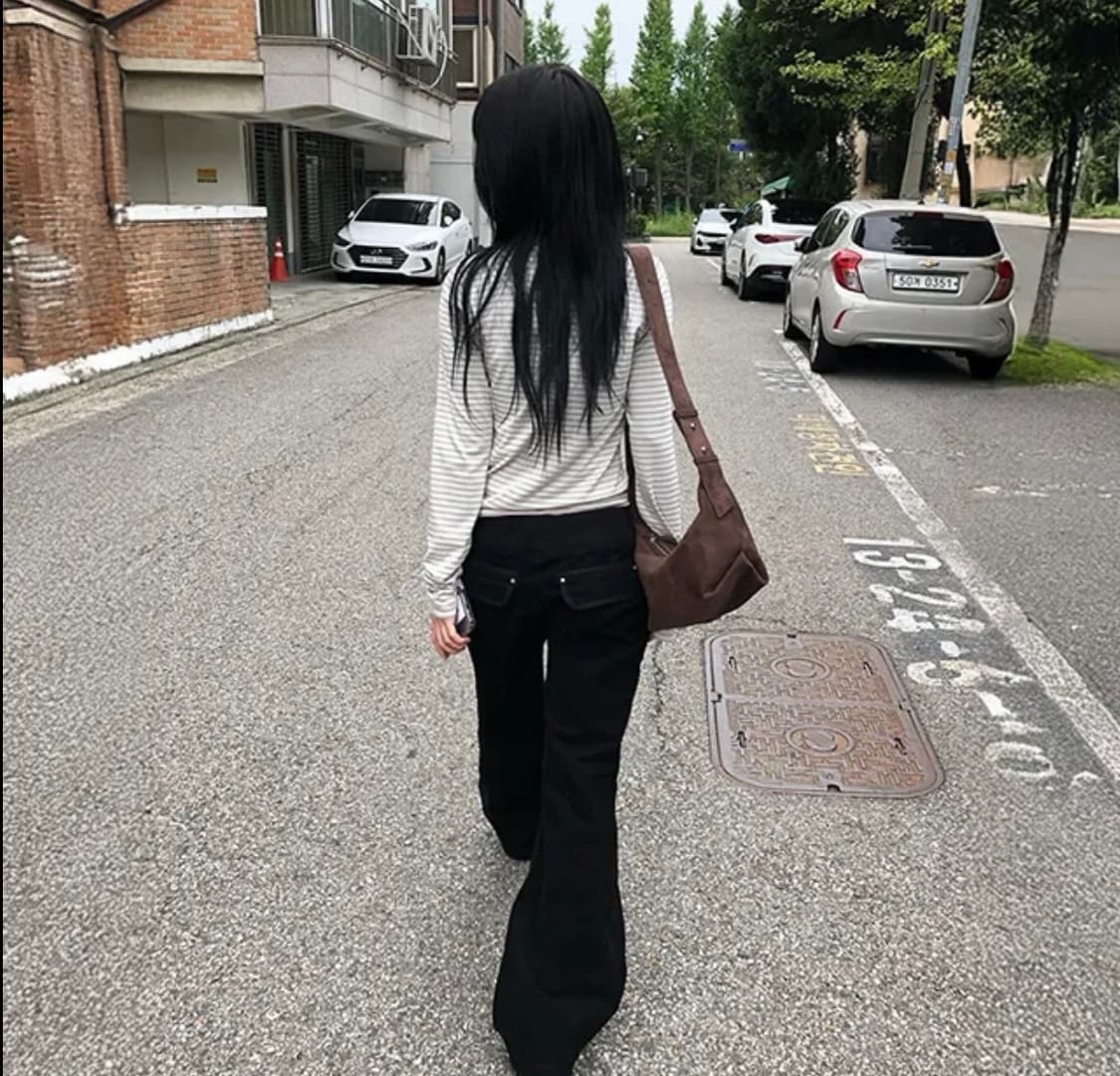 루프온 버터플 루즈 플레어팬츠 새상품 상품이미지1