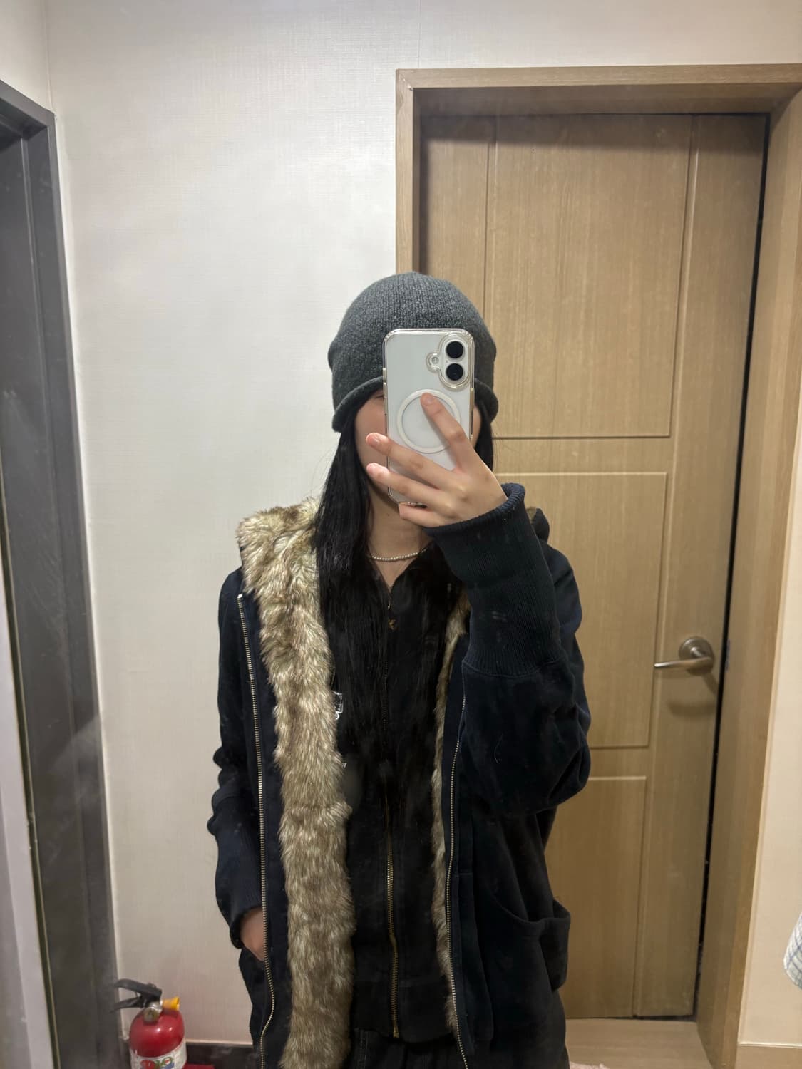 빈티지 퍼 곰돌이귀 후드집업 상품이미지3