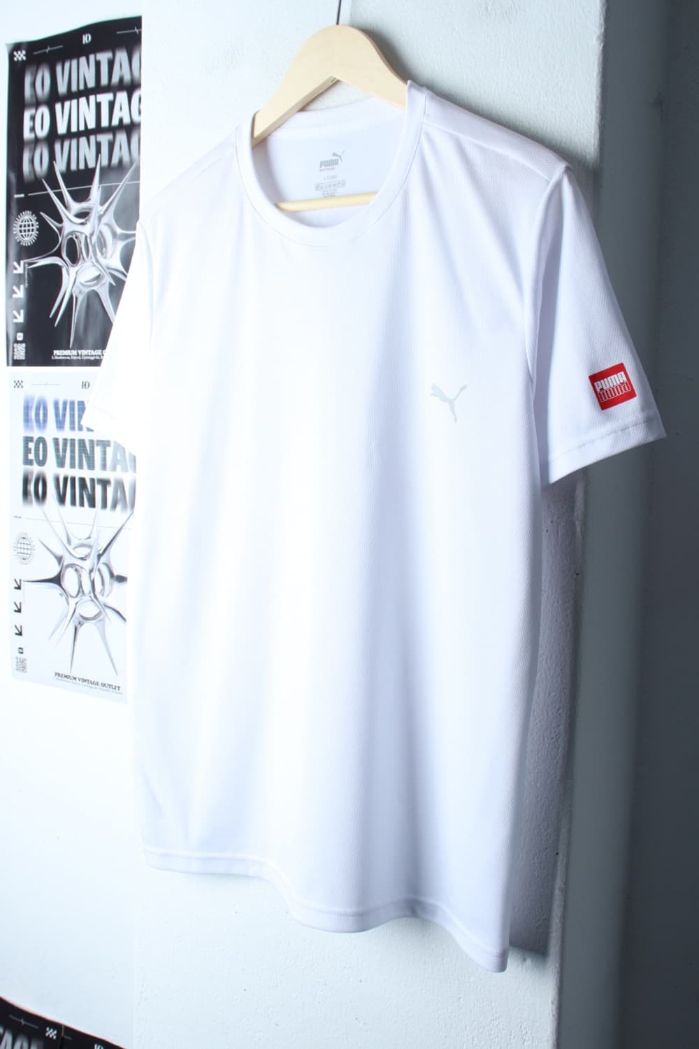 (L-XL) 퓨마 반팔 티셔츠 기능성 화이트 스몰로고-7BA8 상품이미지1