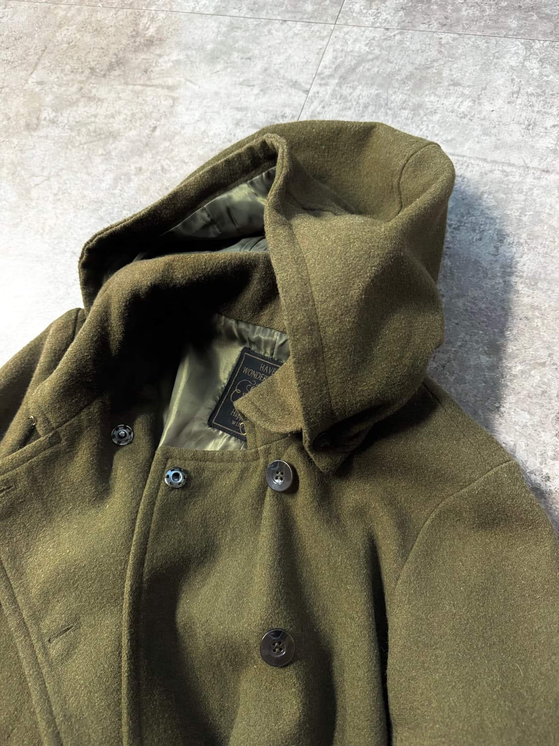 울 혼방 더블 버튼 후디드 코트 상품이미지7