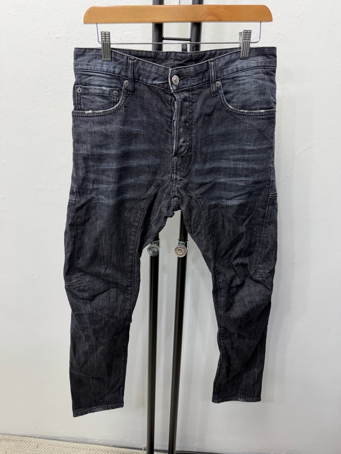 정품) 디스퀘어드 더블지퍼 슬림 바이커진 청바지 46 상품이미지1