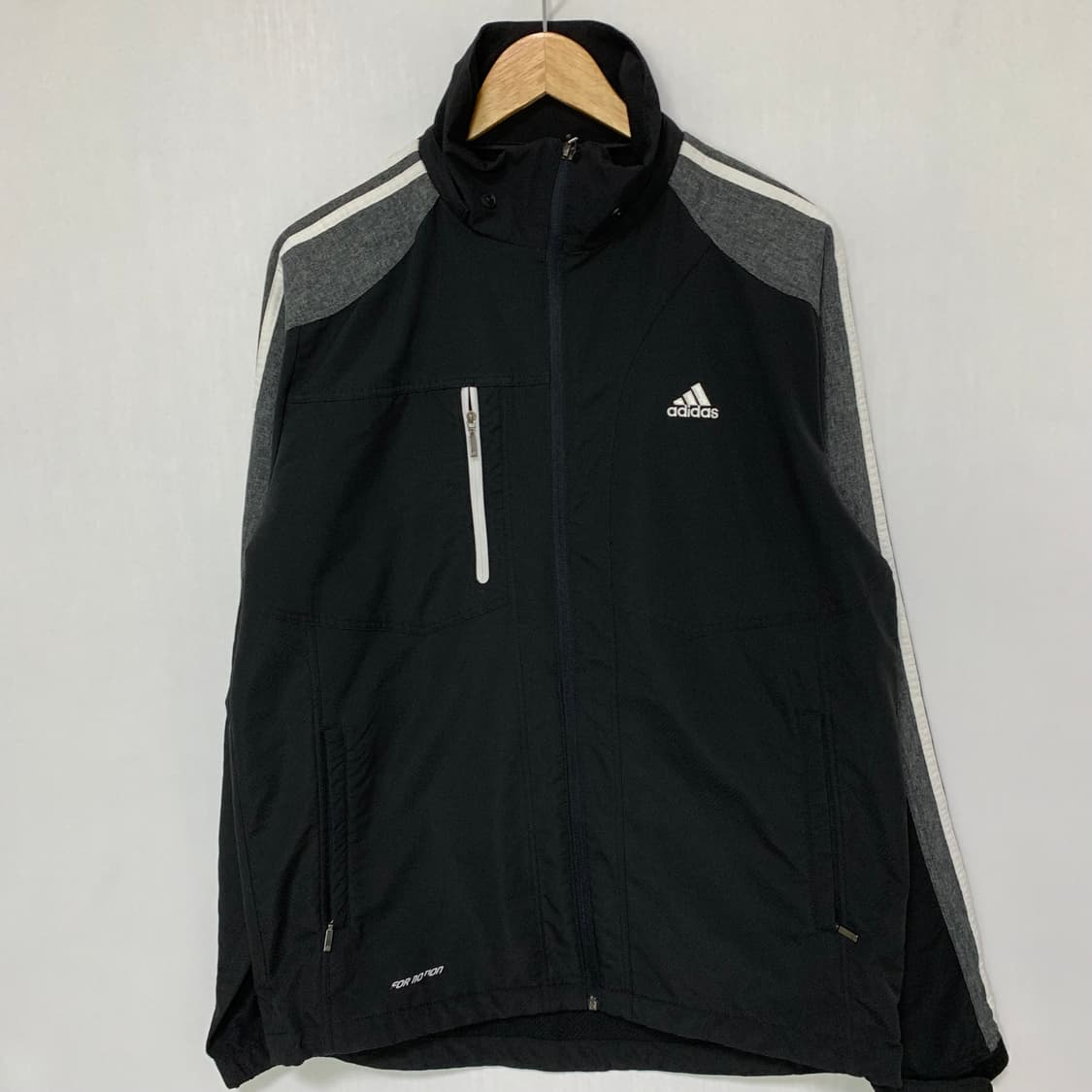 아디다스 빈티지 블랙/그레이 삼선 바람막이 집업 져지 110 상품이미지2