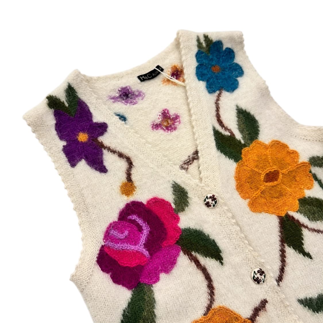 H&C ALPACA 플라워 알파카 니트 베스트 아이보리 상품이미지4