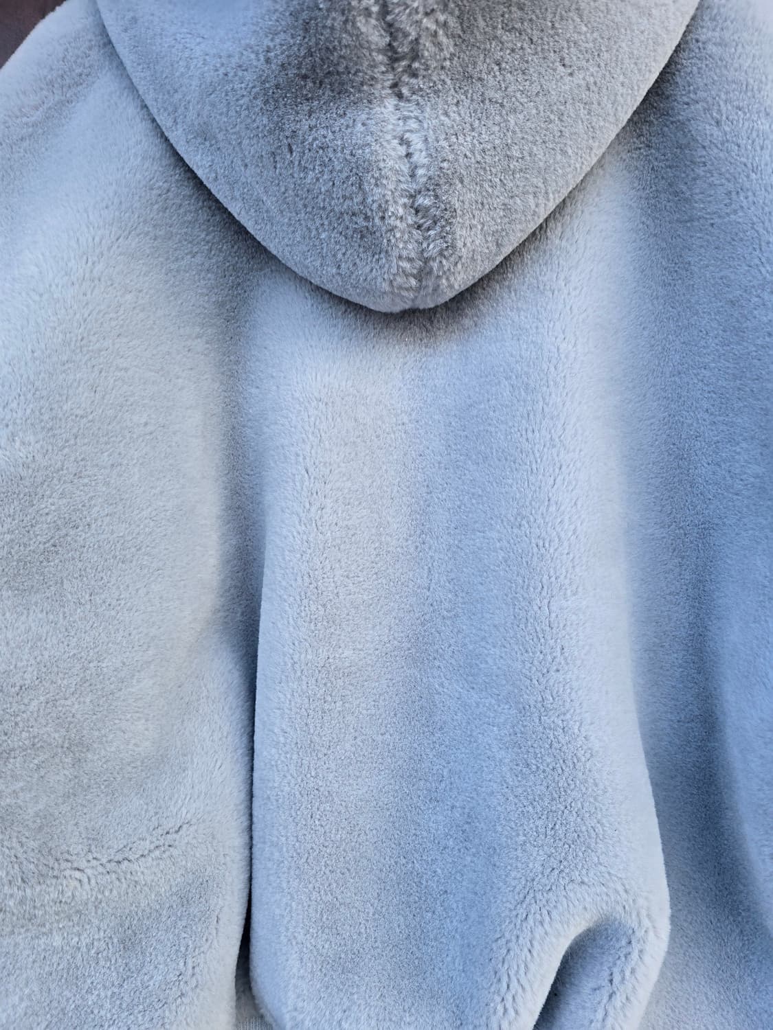 여성 퍼 후드집업 하늘색 오버핏 Free 상품이미지5