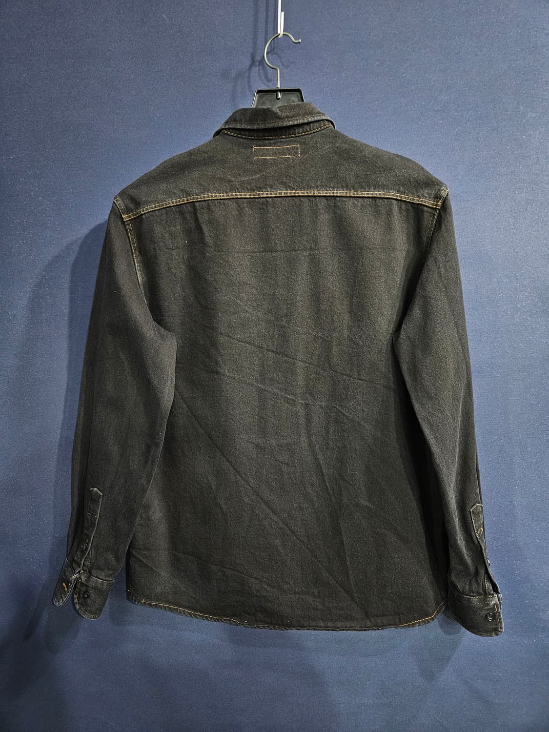 플라스틱 프로덕트 블랙컬러 남성 오버핏 90~95 데님 긴팔셔츠  상품이미지2