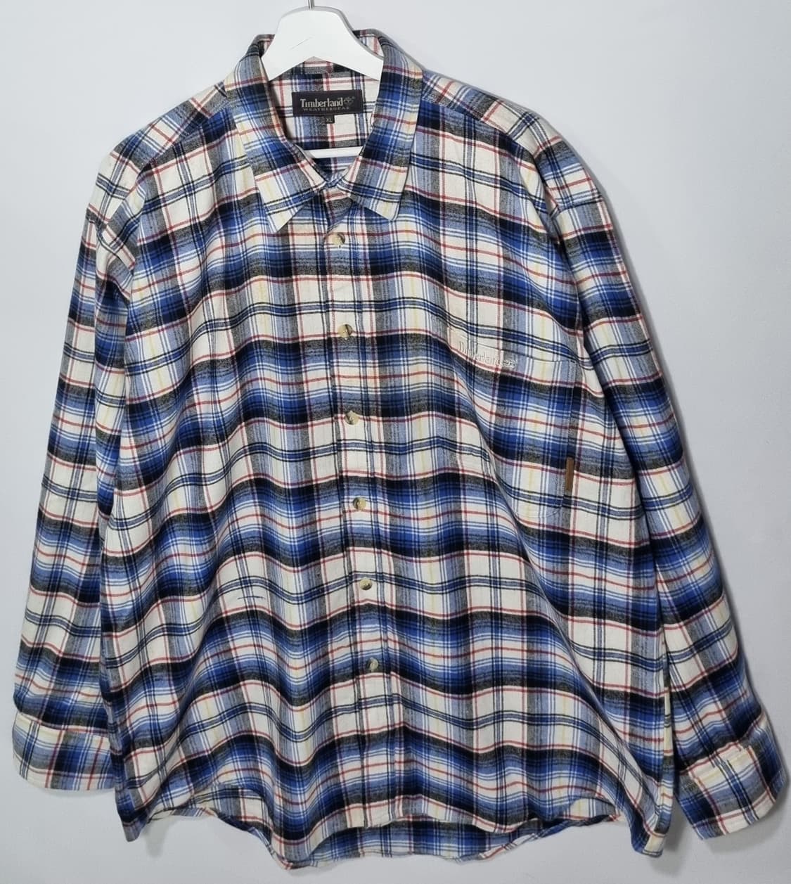 오버핏 XL ) 팀버랜드 빈티지 블루 겨울 체크셔츠 남방 상품이미지1