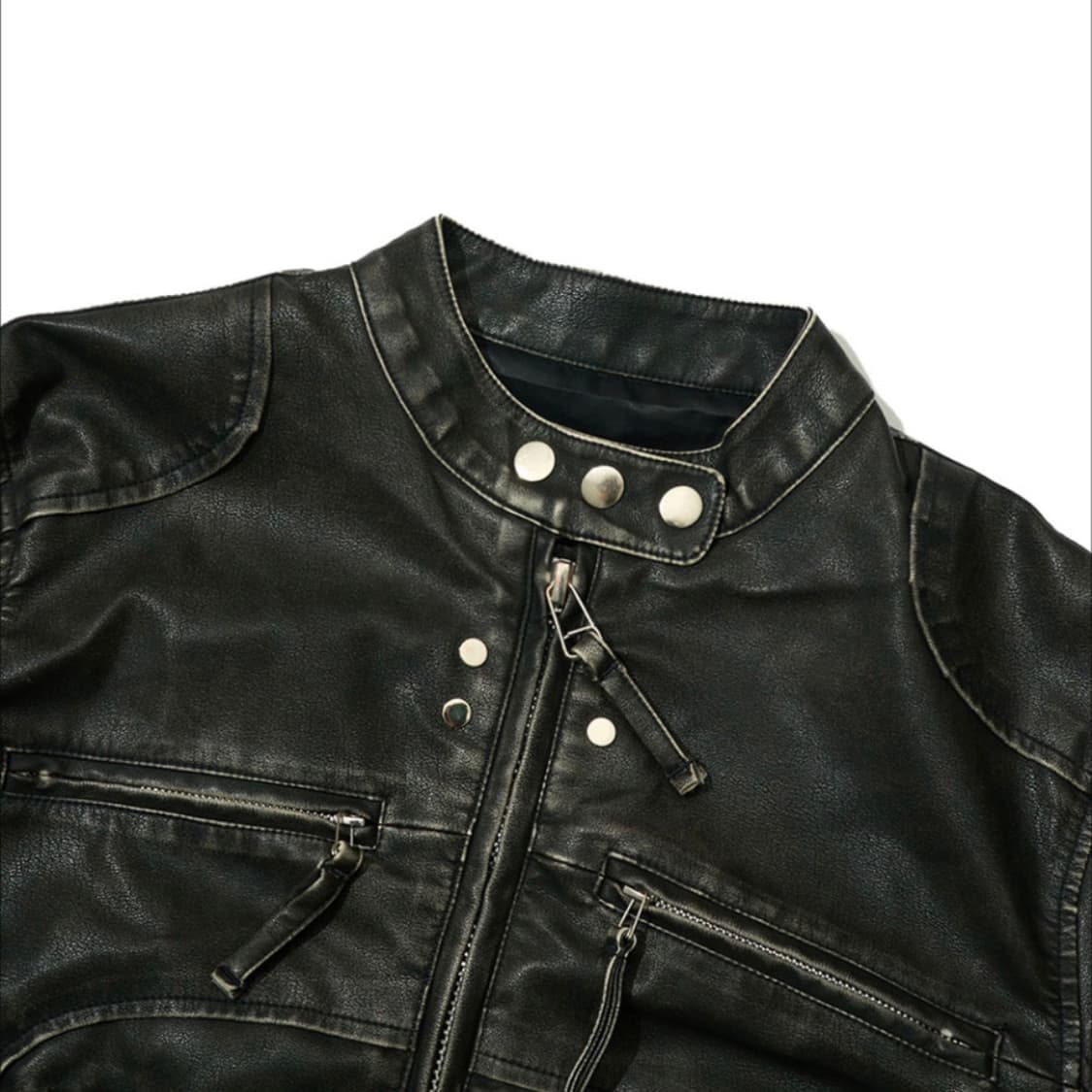 Partimento washed leather biker jk 상품이미지2