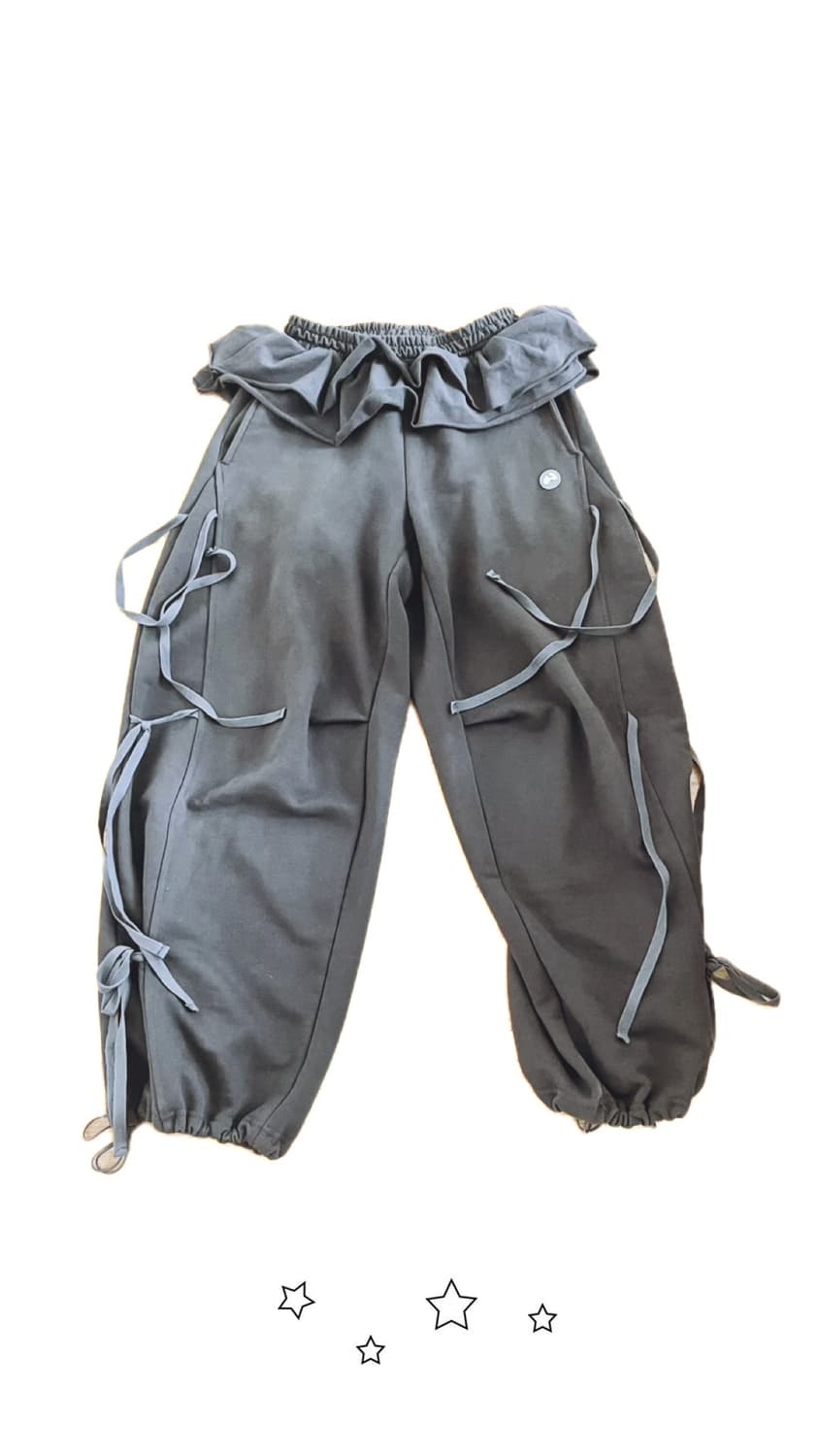 허그유어스킨 프릴 스커트 조거 팬츠 (차콜) 상품이미지4