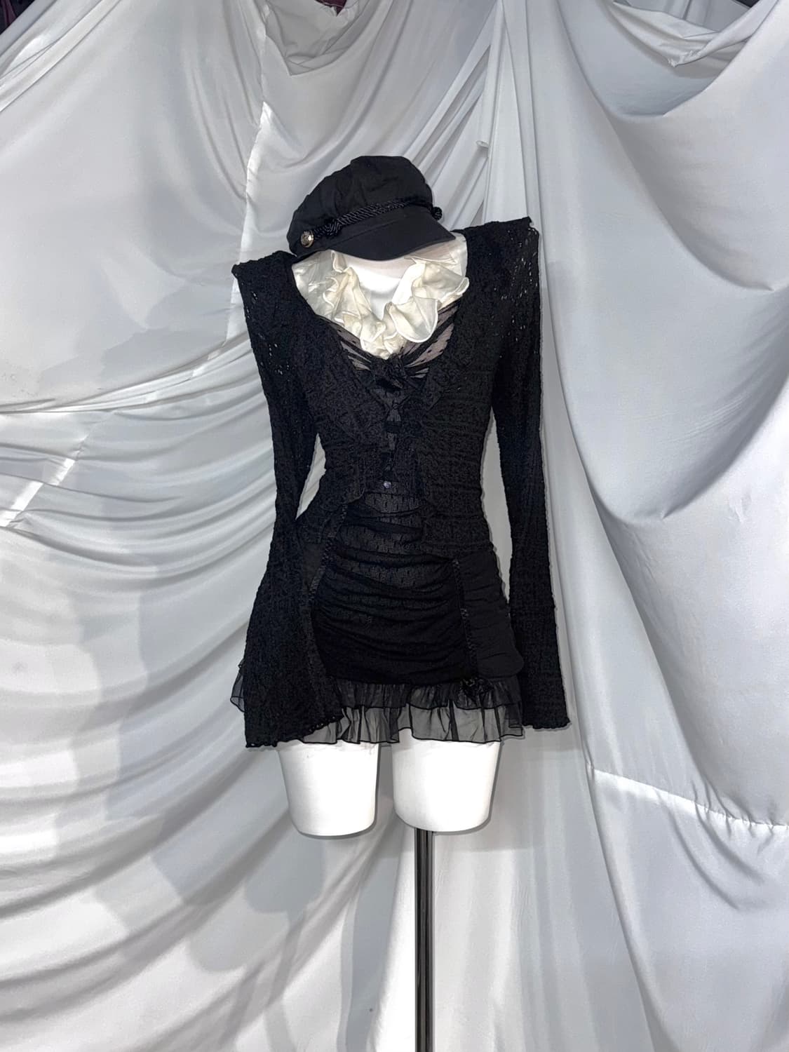 무채색 셔링 공겜여주 십자가 리본 코디세트  상품이미지5