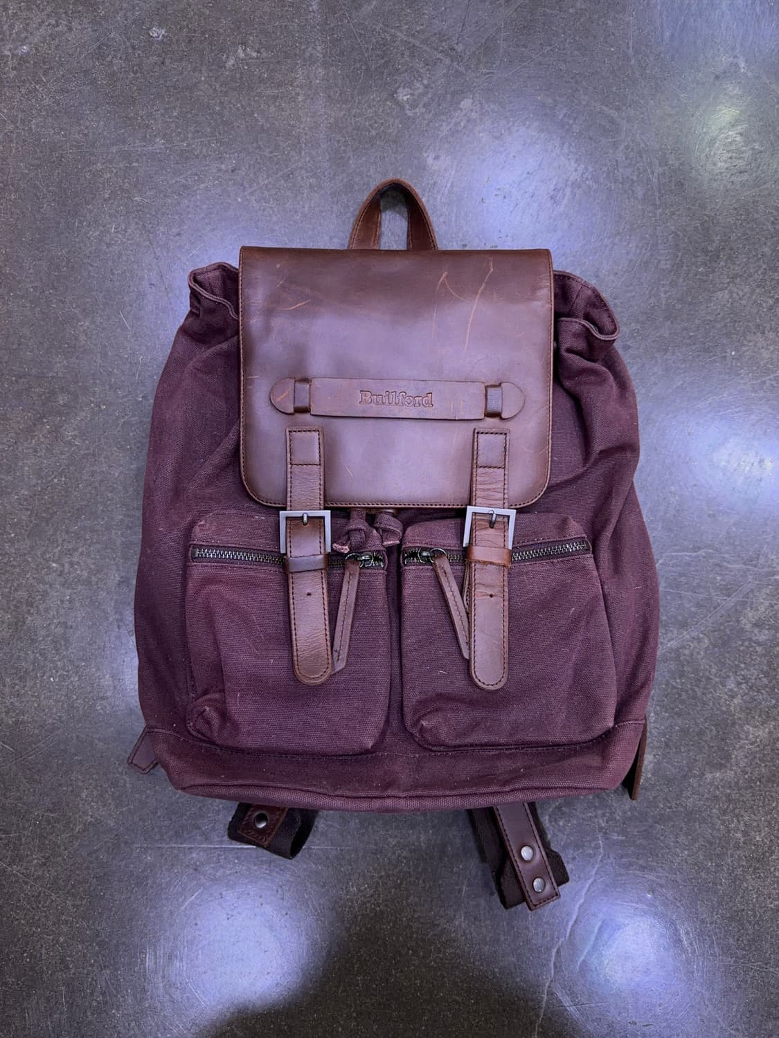 Builford 빌포드 스탠다드 왁스 캔버스 오일 레더 백팩 버건디 상품이미지1
