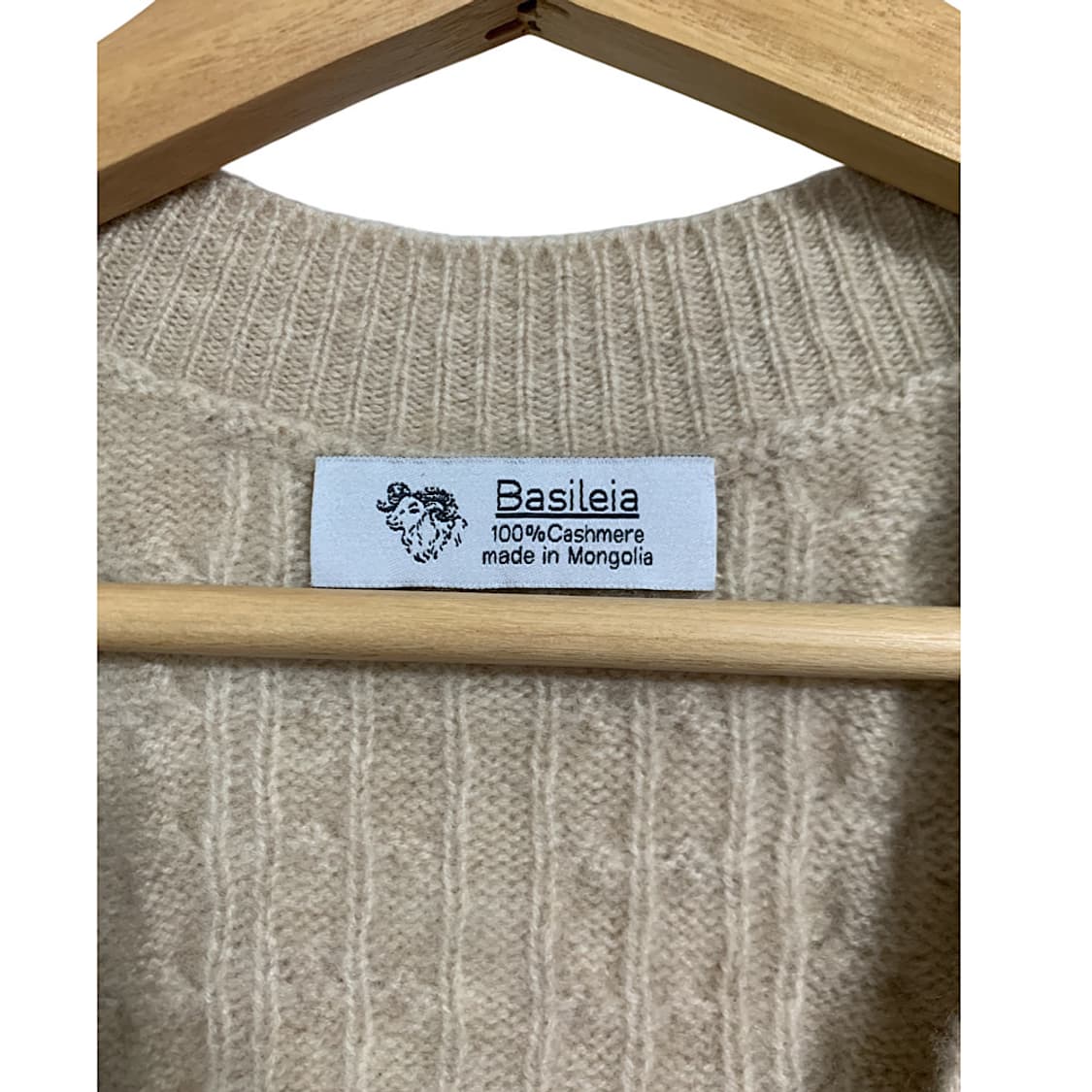 Basileia 바실레이아 100% 캐시미어 케이블 니트 베스트 상품이미지2