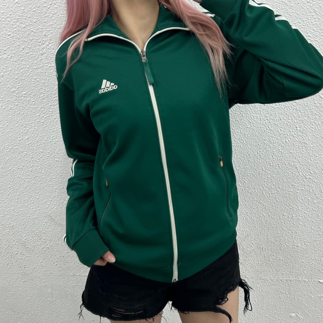 아디다스 에센셜 화이트라인 그린 트랙탑 95 상품이미지2