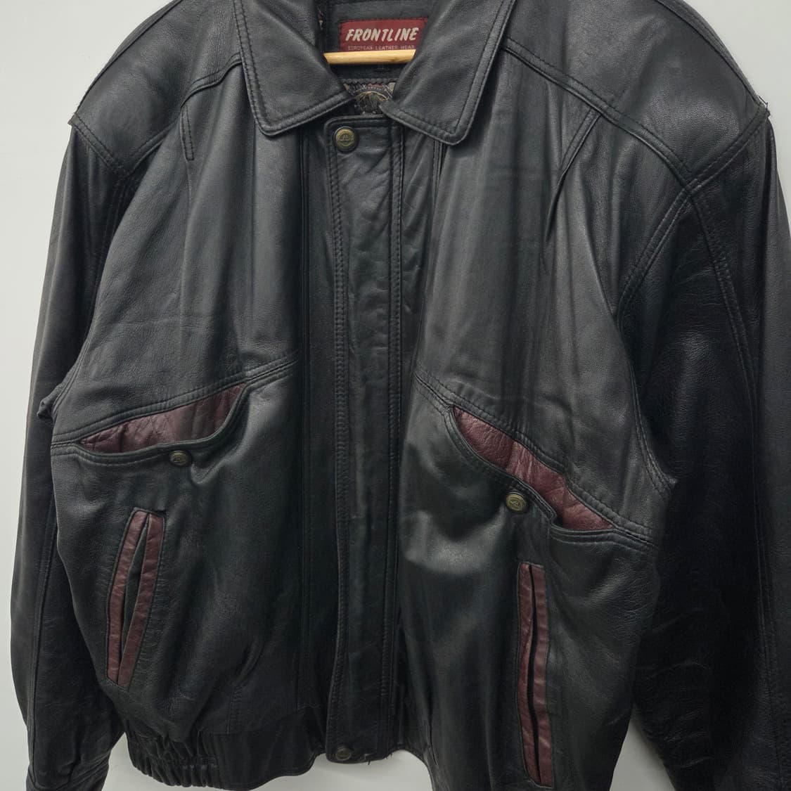 FRONTLINE 양가죽 자켓 블랙 봄버 남성 XL 상품이미지3