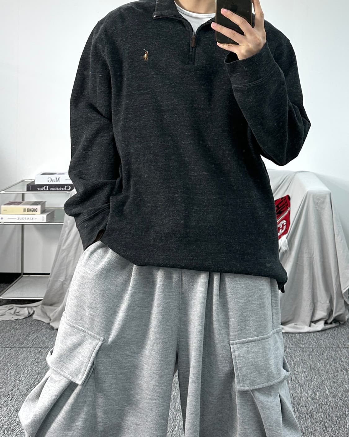 폴로 랄프로렌 차콜 멀티포니 니트 하프집업 L 상품이미지3