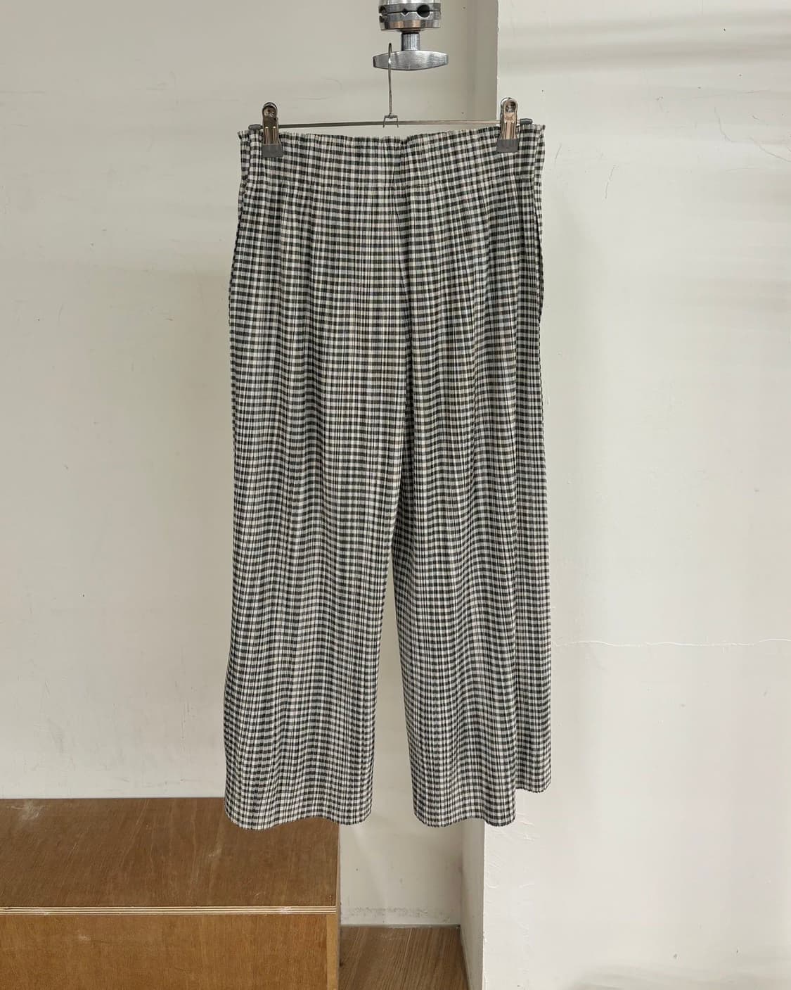 플리츠 플리즈 체크패턴 밴딩 하프 팬츠 상품이미지4