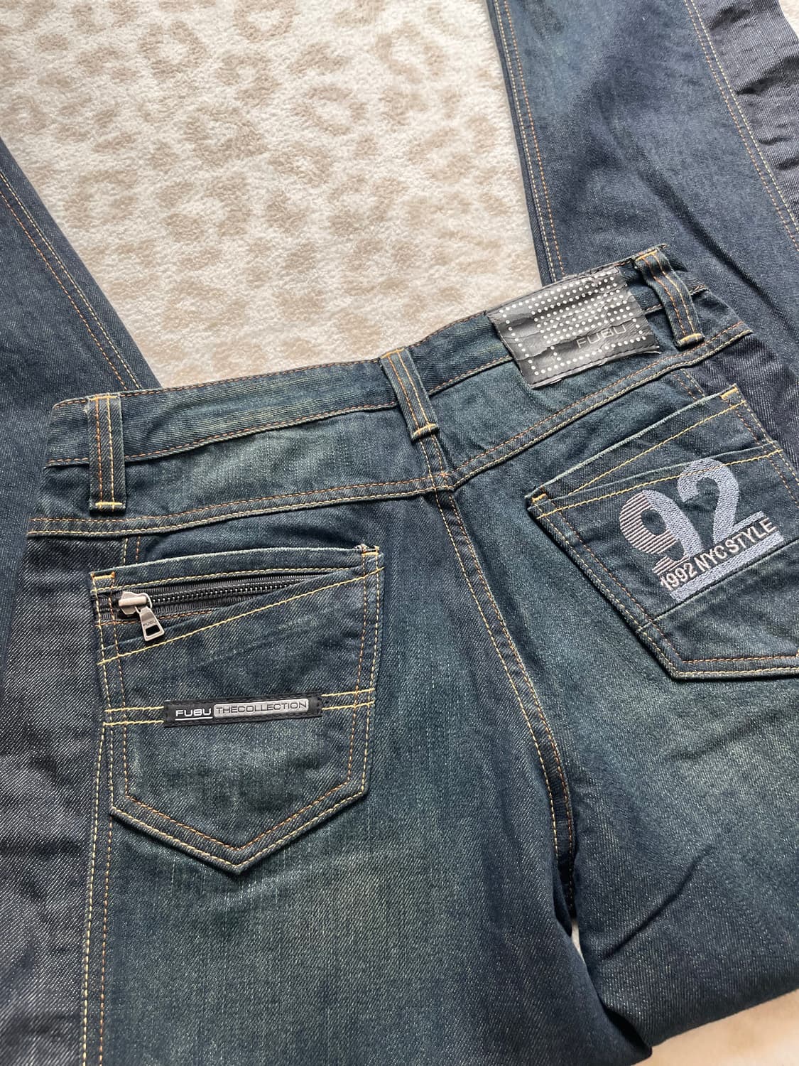 FUBU lettering dark blue denim pants 상품이미지2