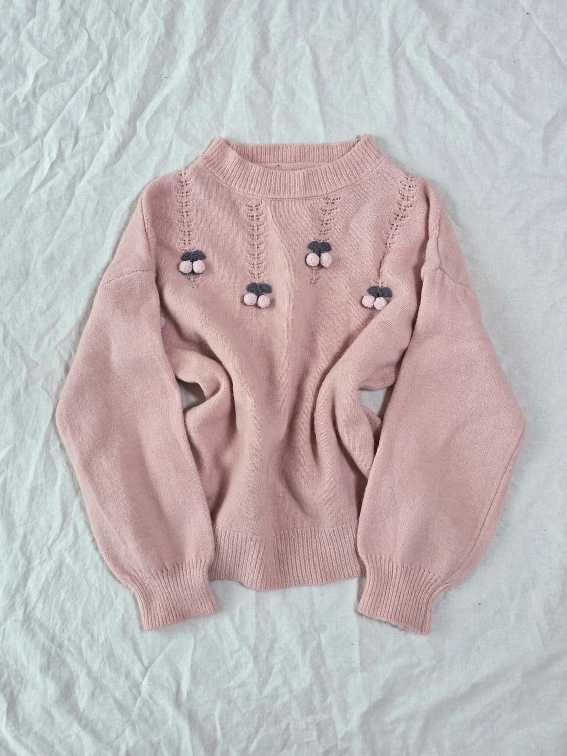 모리걸 폼폼 체리 빈티지 니트 상품이미지1