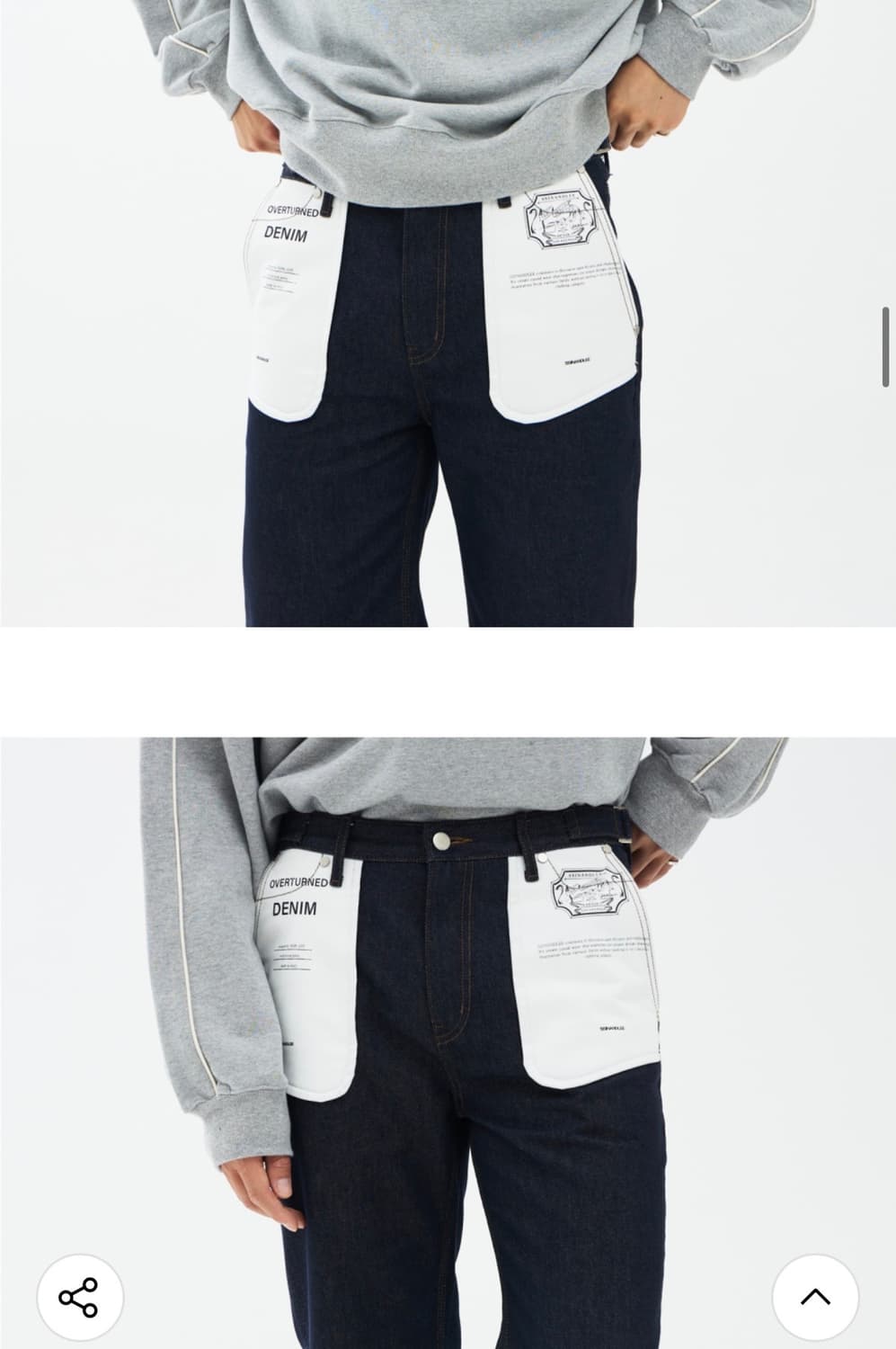 오버턴드 포켓 생지 데님 팬츠 인디고 상품이미지2