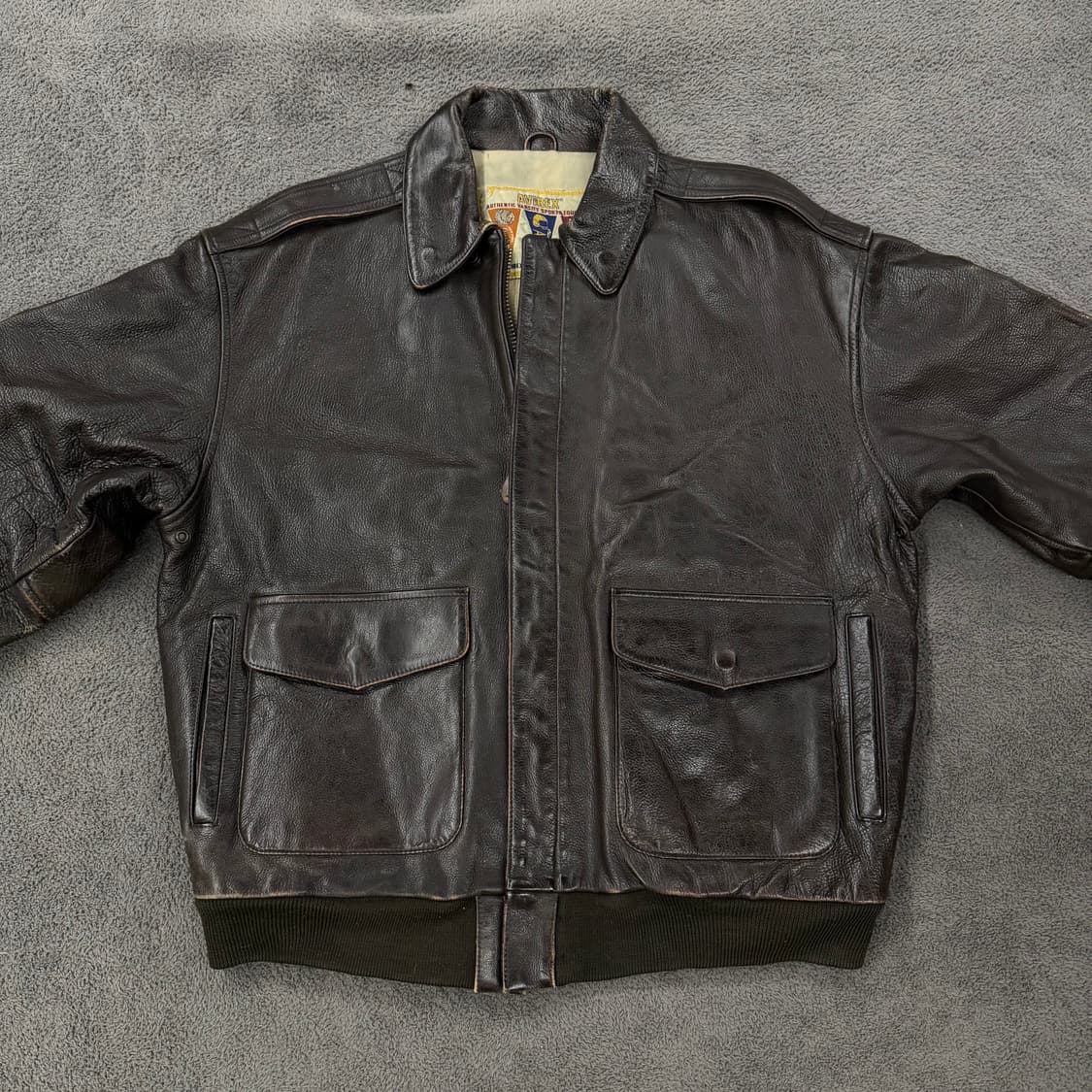 [정품/XXL] 아비렉스 빈티지 A-2 리얼 레더 플라이트 봄버 자켓 상품이미지3