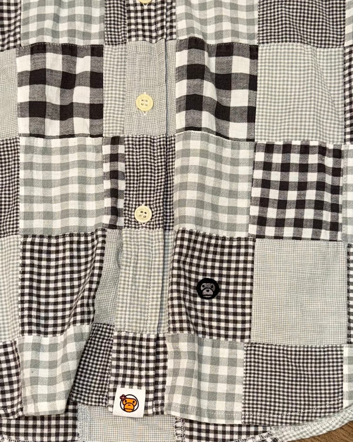 🐵베이프 베이비 마일로 패치 워크 체크 셔츠 🐵 상품이미지7