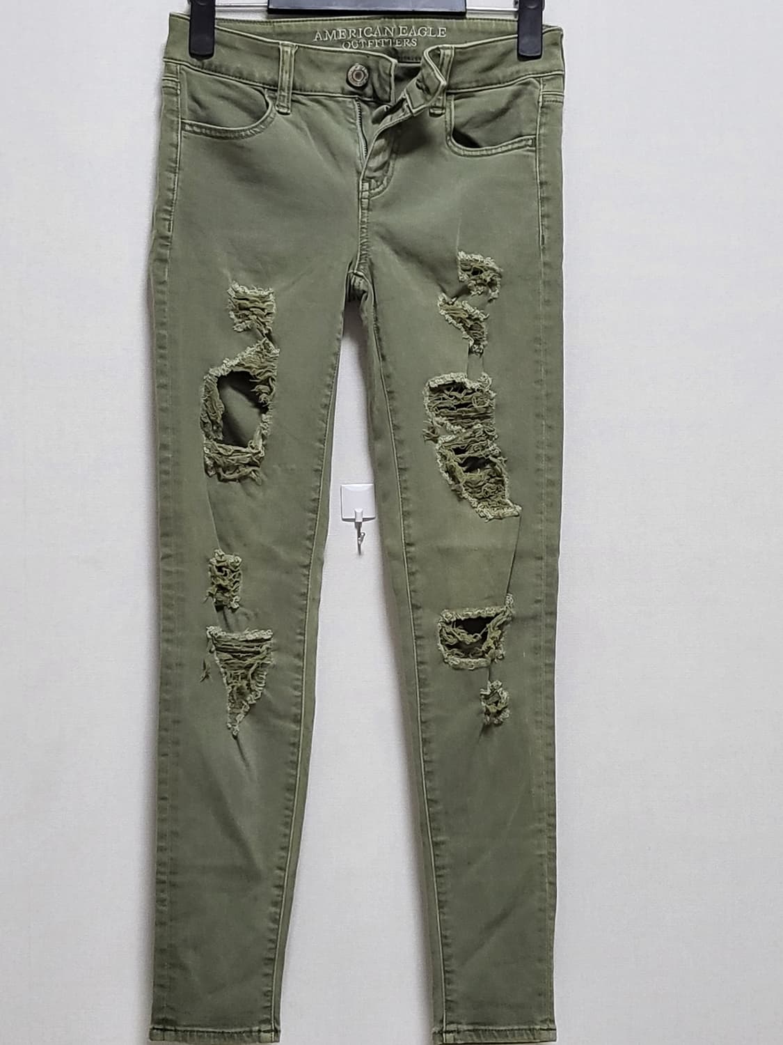 아메리칸 이글 슈퍼 스트레치 비스코스 올리브 데미지 팬츠 55사이즈 상품이미지7