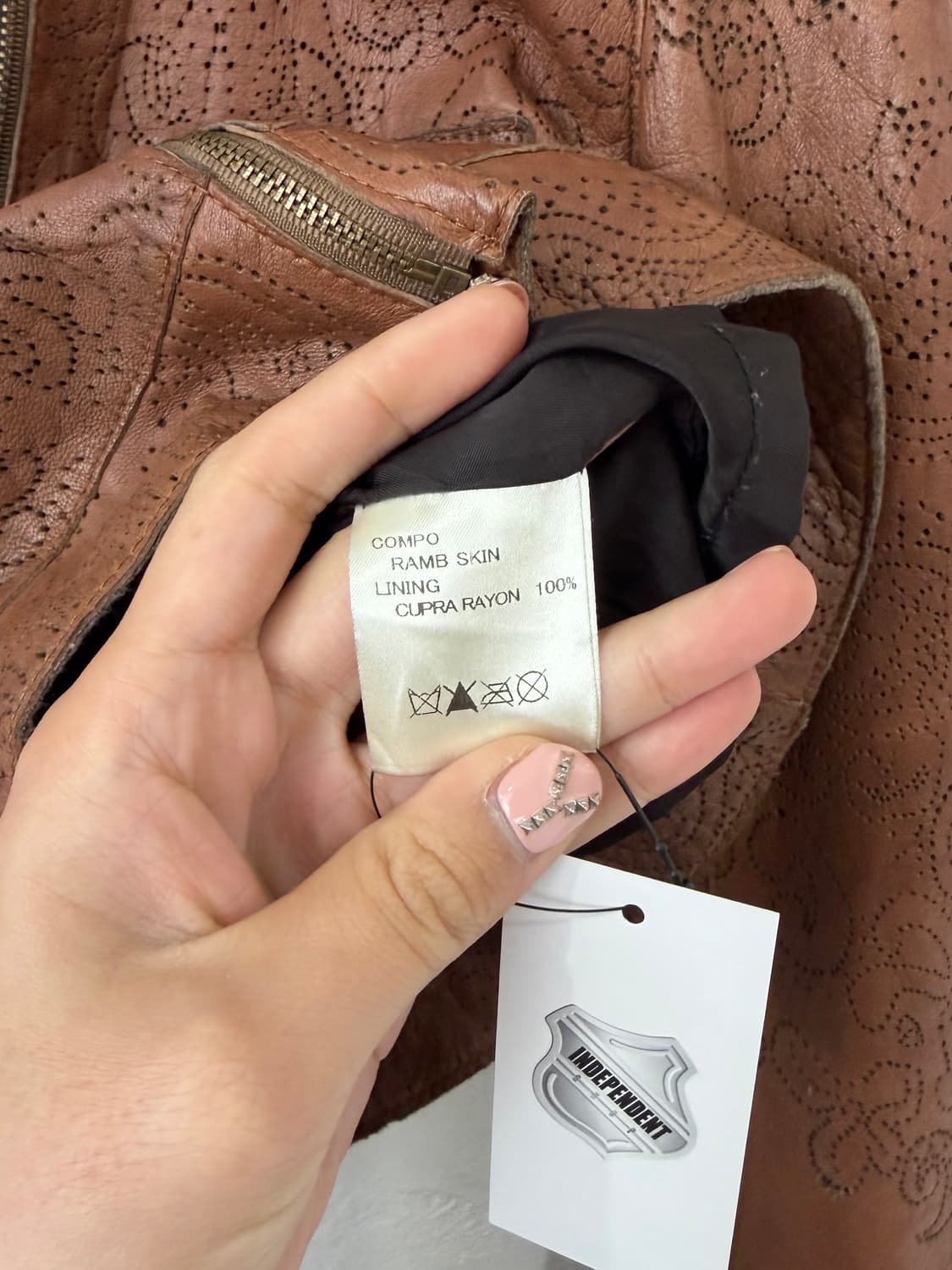 REKISAMI 펀칭 레더 자켓 상품이미지6