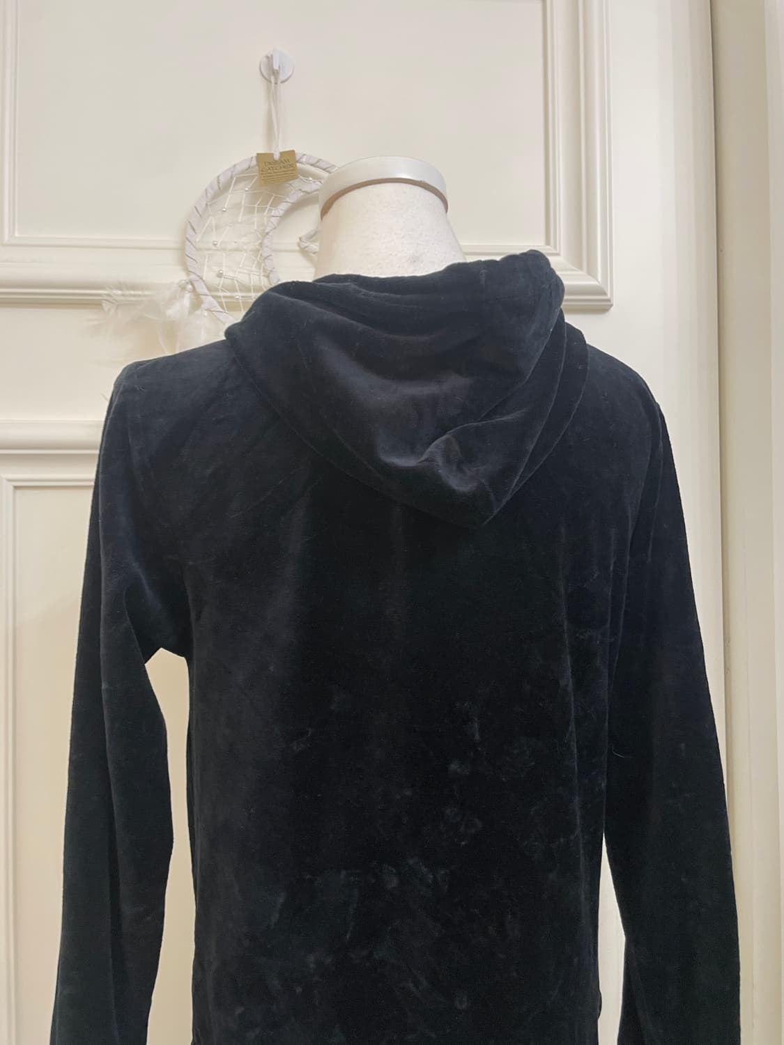 black velvet shirring hoodie lace zip-up 상품이미지4