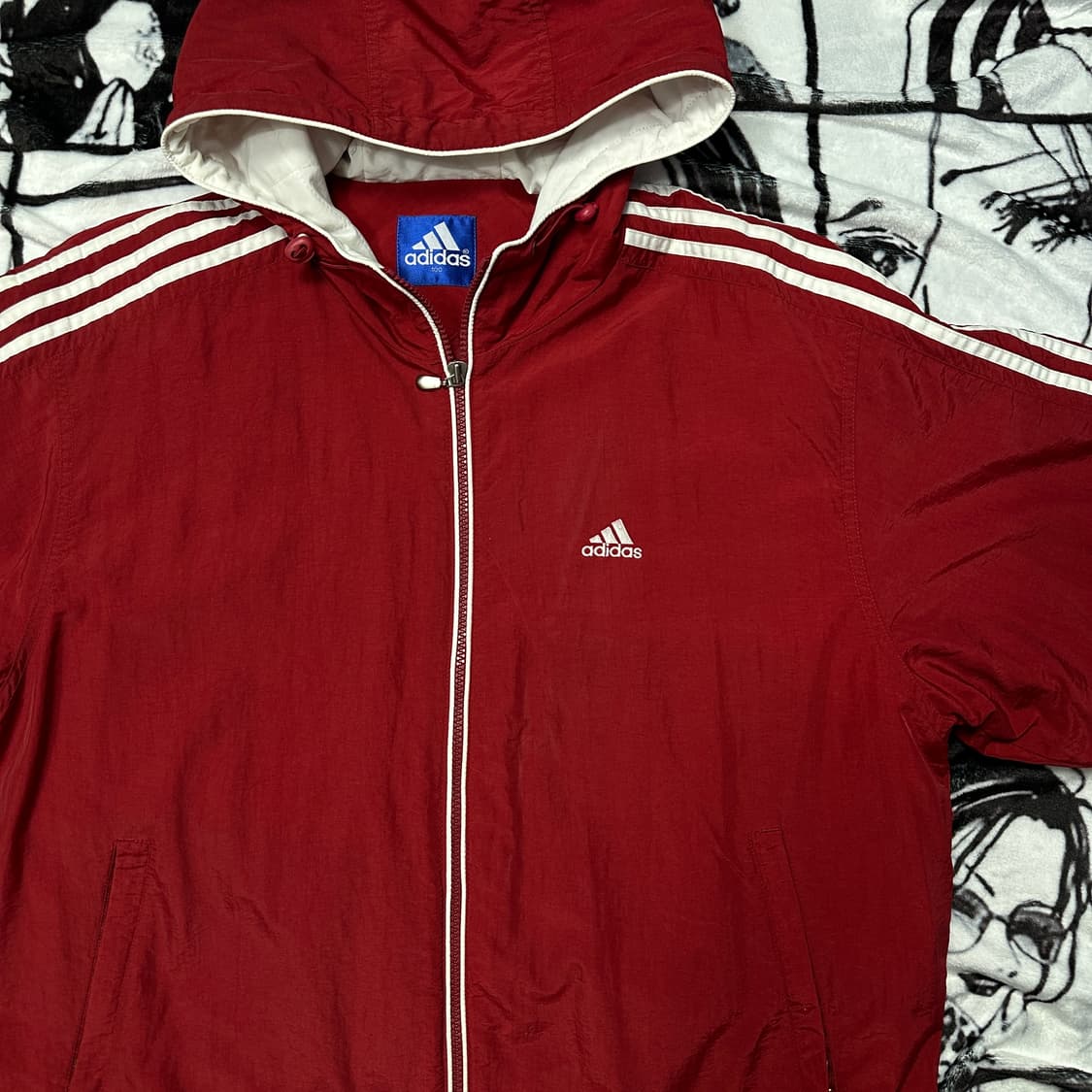 올드스쿨 아디다스 삼선 바람막이 자켓 버건디 상품이미지6