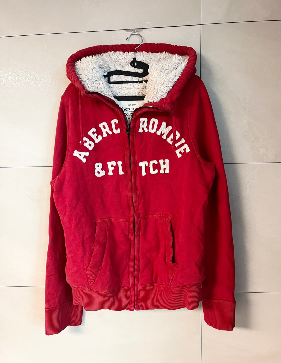 아베크롬비 양털 퍼 후드집업 레드 [S] 상품이미지3