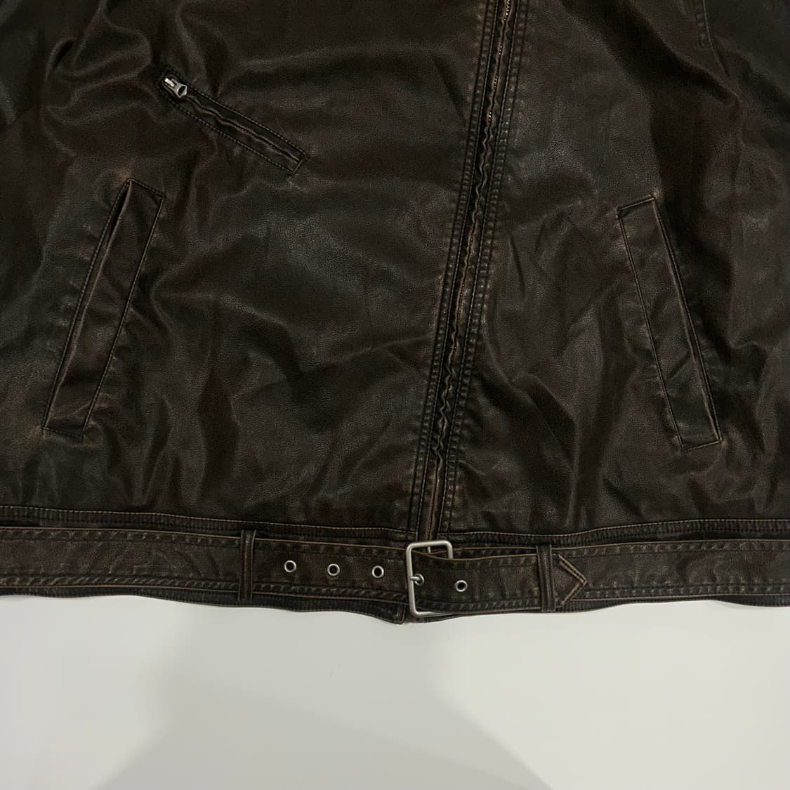 H&M 벨티드 사선 집업 레더 자켓 상품이미지6