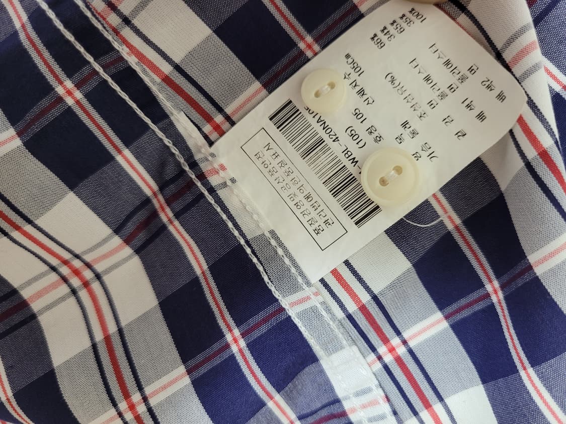 캘번 KELBURN 남자 7부 체크 셔츠 105 네이비 상품이미지10