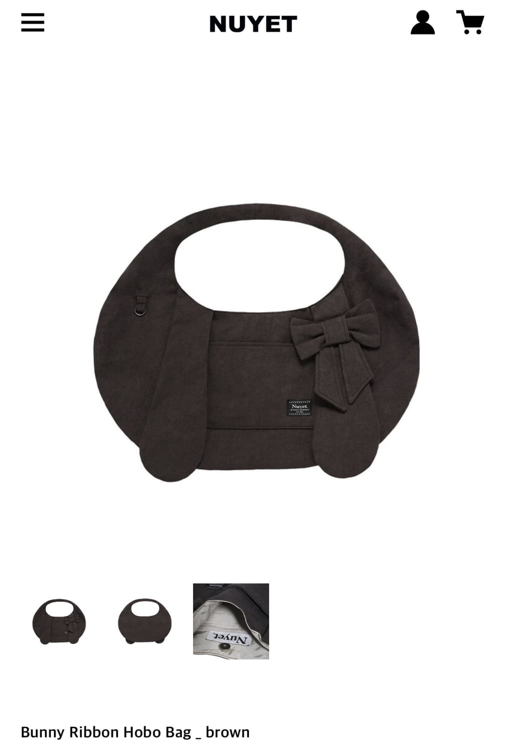 누엣 Bunny Ribbon Hobo Bag _ brown 상품이미지1