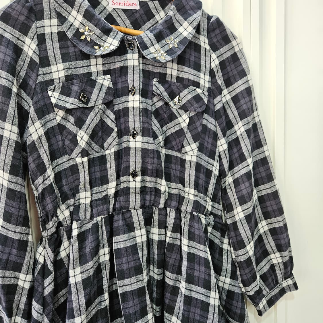 Sorridere(소리데레) 체크 카라 원피스 상품이미지4