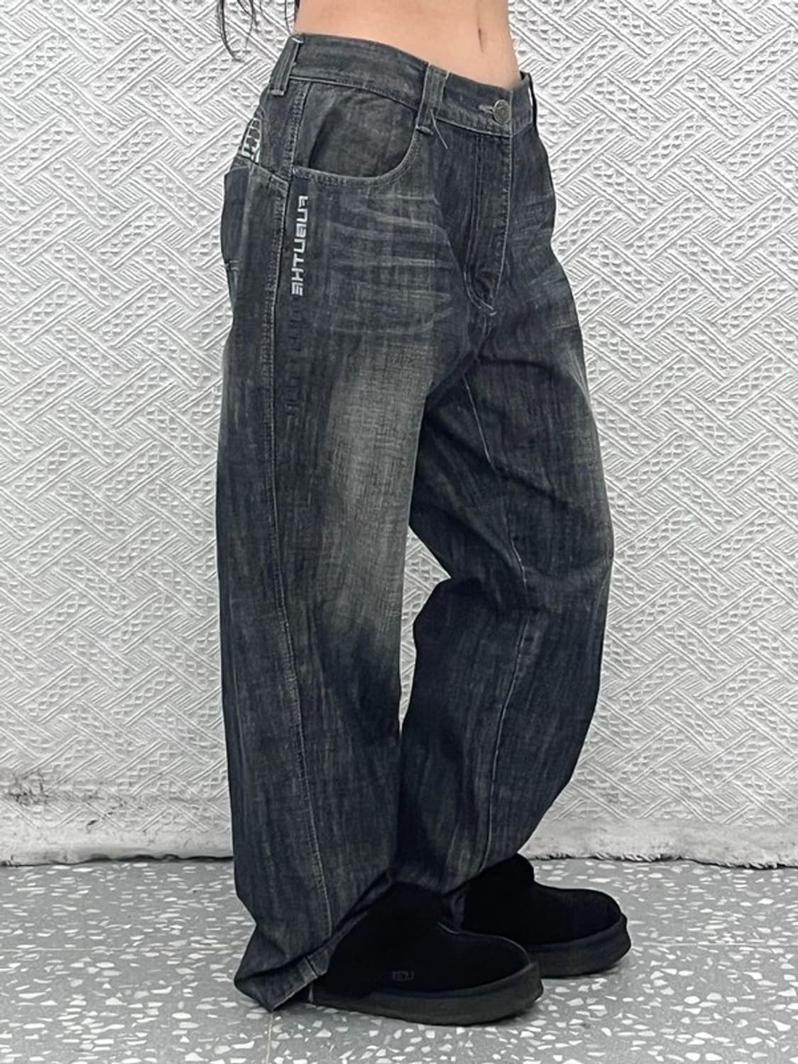 푸부 올드스쿨 보헤미안 에스닉 패턴 데님팬츠 35인치 C10164 상품이미지2