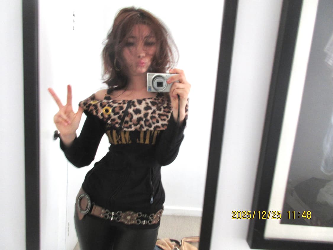 오네 갸루 탑 레오파드 오프숄더 상품이미지1