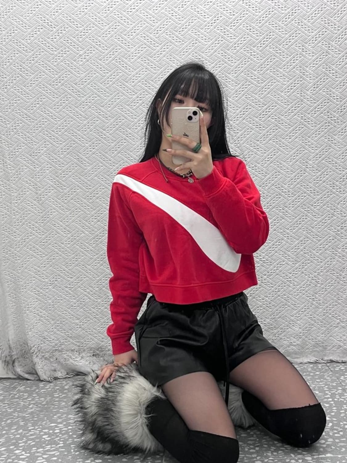 나이키 우먼 nsw 빅스우시 크롭 기모 맨투맨 L C09307 상품이미지1