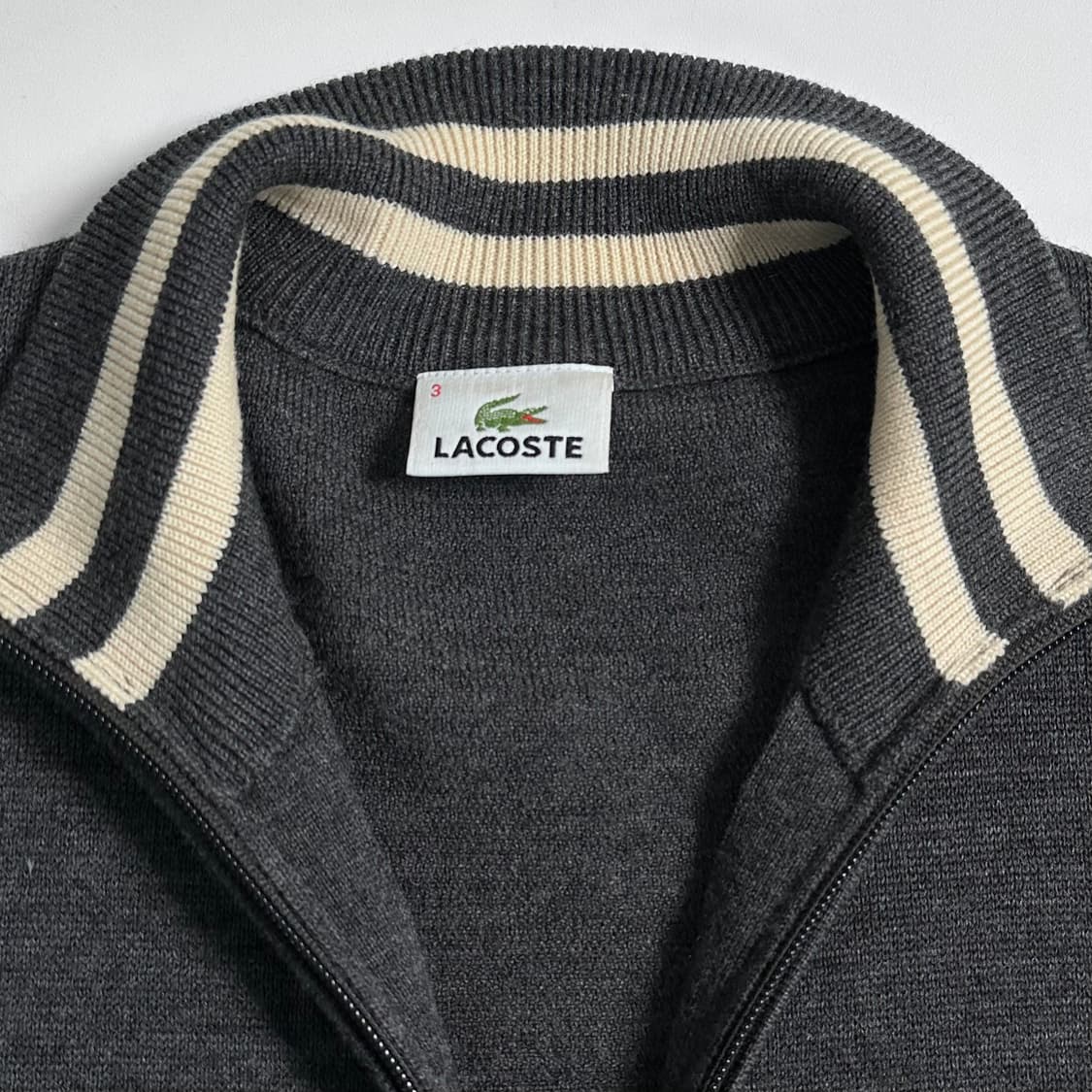 라코스테 그레이 울 니트 집업 상품이미지5