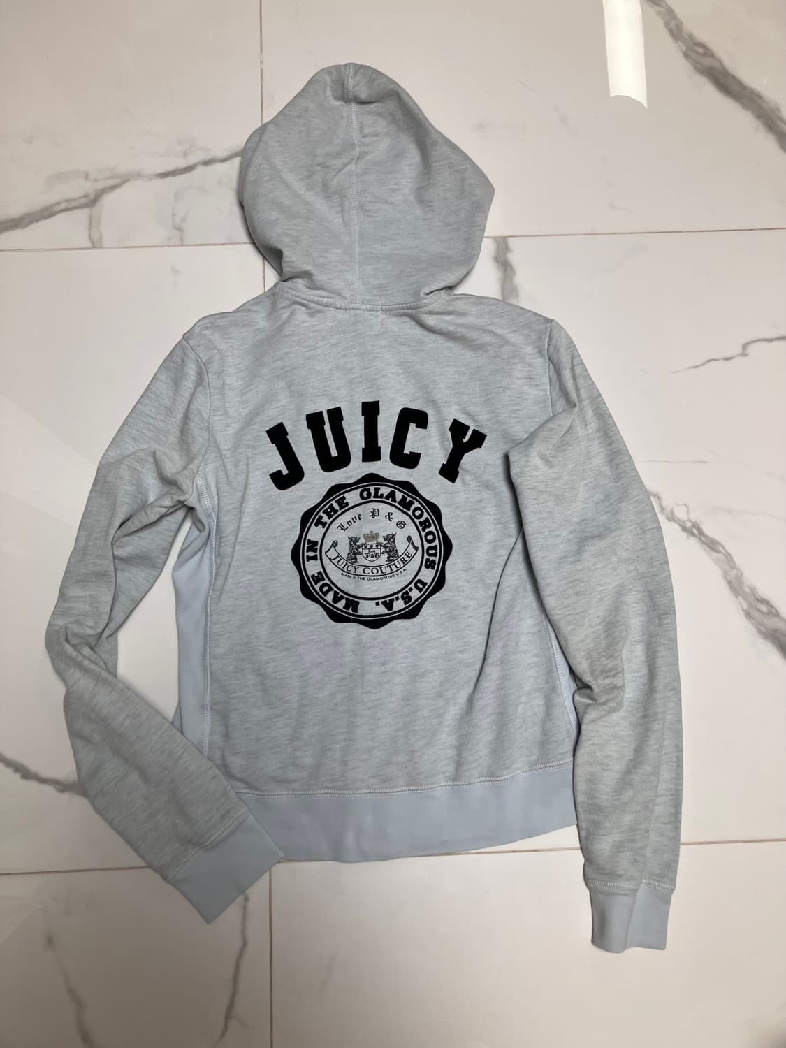 Y2K 쥬시 꾸뛰르 (초 희귀) 코튼 후드 집업 하늘색 크레스트 상품이미지1