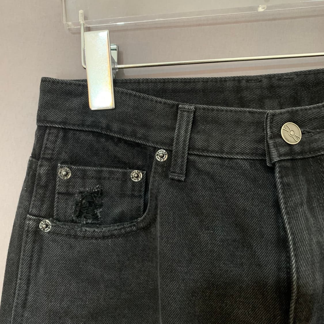 S 식스앤어하프 로우라이즈 와이드 스트레이트 블랙 데님 청바지 상품이미지4