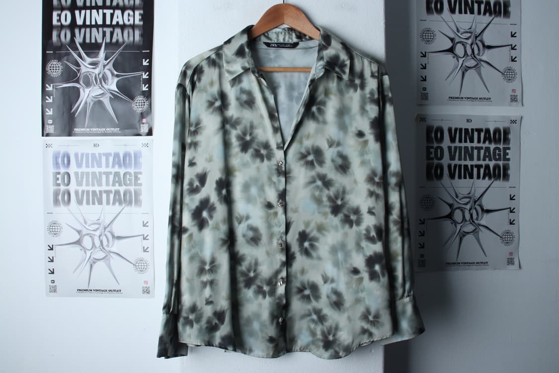 W(XL) 자라 셔츠 남방 블라우스 그린 패턴 유니크-H30895 상품이미지2