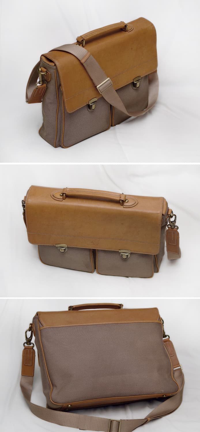 코오롱 맨스타 컬렉션 라인 캔버스 레더 플랩 메신저백 상품이미지3